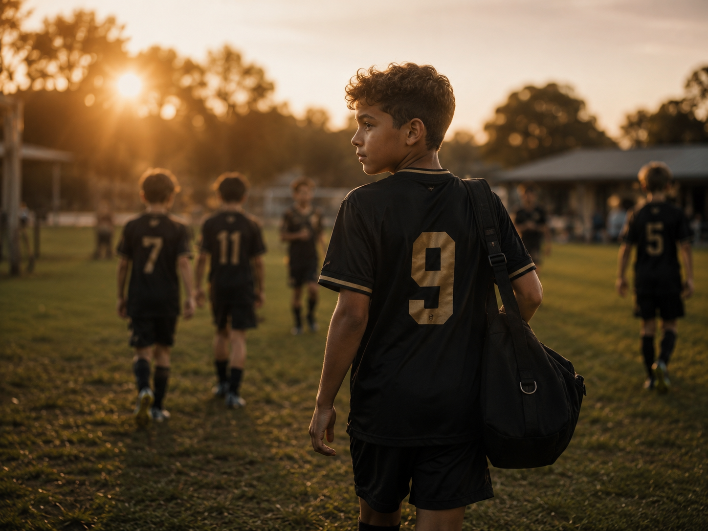 Young junior athlete walking confidently back onto the field
